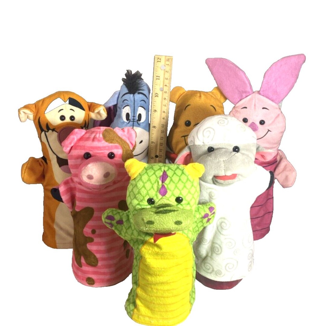 Melissa and Doug & Disney Hand Puppet Lot Tigger Pooh Piglet Eeyore 7pc