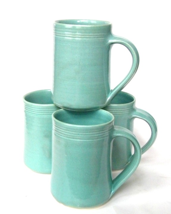 Set of 4 Pottery Handmade Coffee Mugs