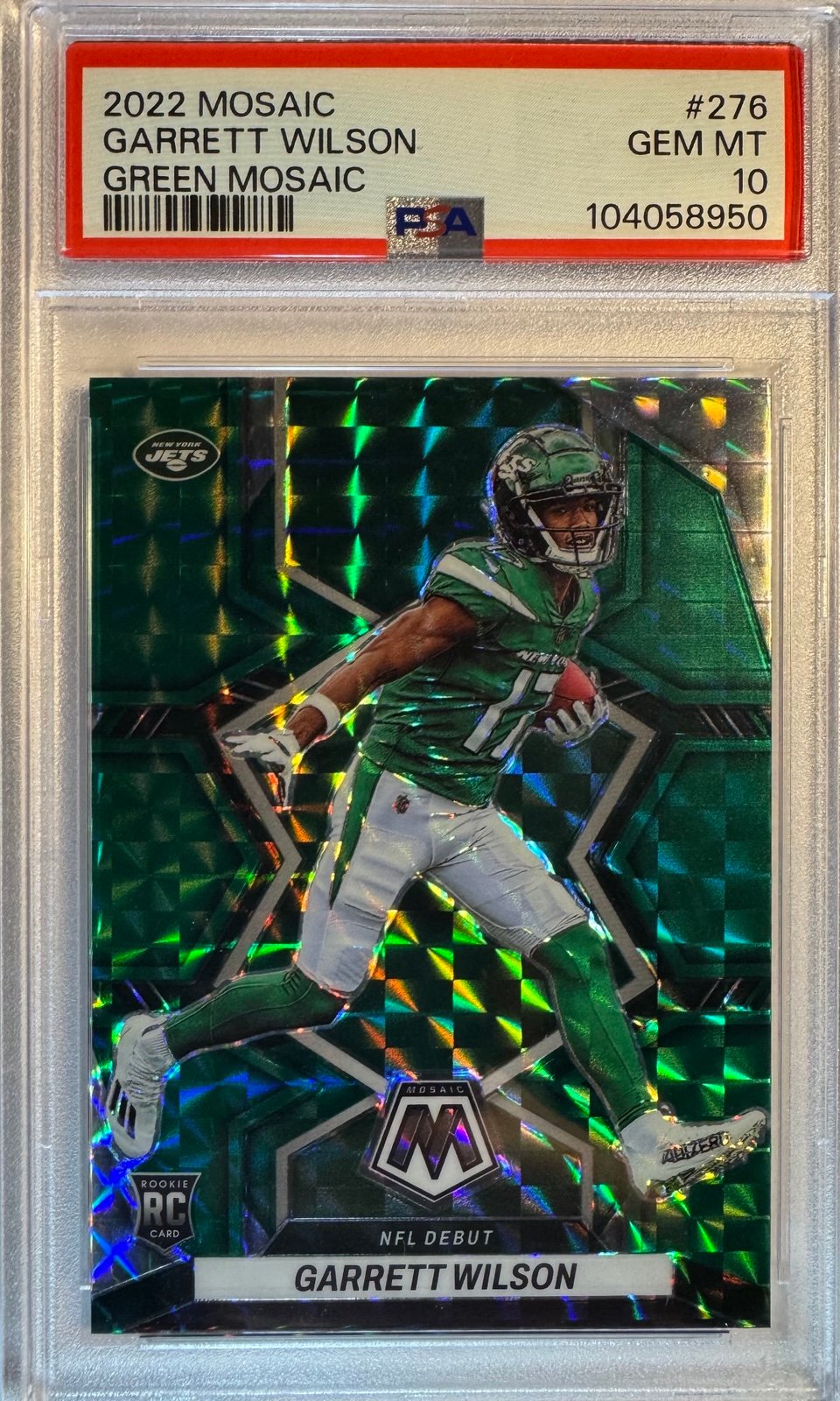 2022 PANINI MOSAIC #276 GARRETT WILSON GREEN MOSAIC ROOKIE PSA 10