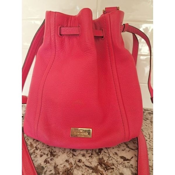 Kate Spade Highland Place PINK Katie Bucket Crossbody Shoulder Bag Soft Leather