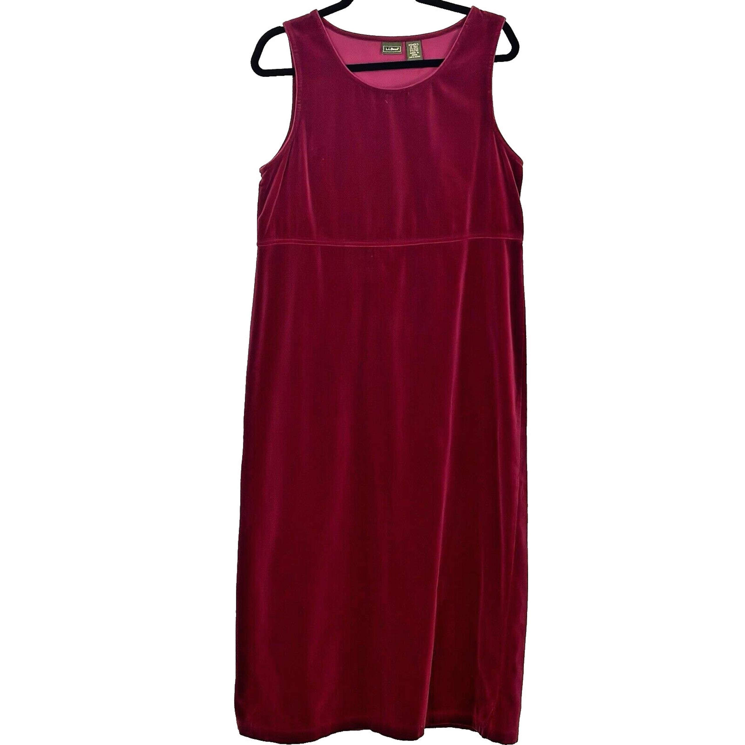 Vtg 90s LL Bean Velveteen Maxi Jumper Dress Sz 10 Sleeveless Academia Modest USA