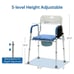 Adjustable Raised Toilet Seat w Armrest & Backrest Padded Supports 300 Lbs