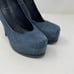 Yves Saint Laurent YSL blue snake skin tribtoo 105 high heel platform shoes 39.5