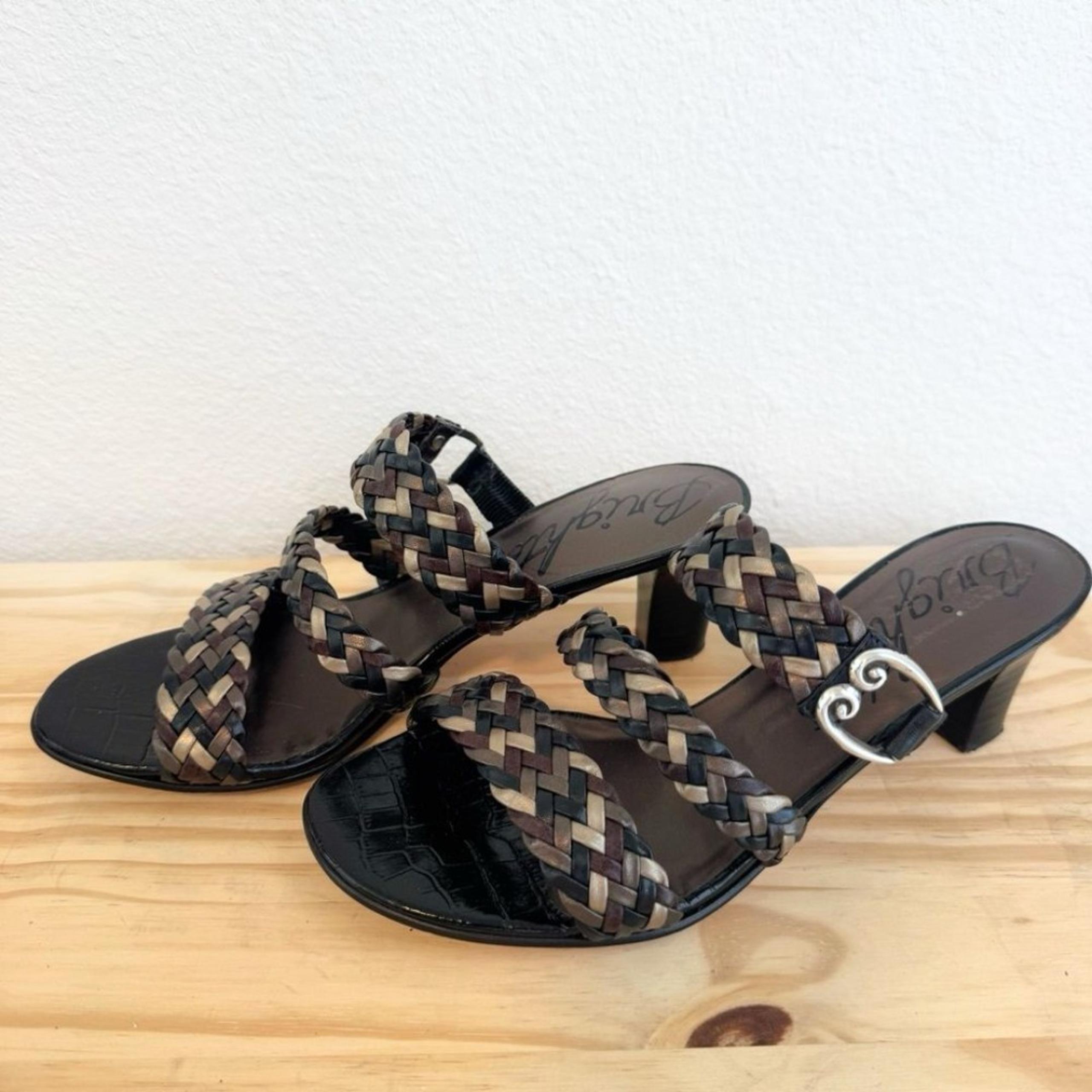 Brighton Tress Braided Woven Leather Sandals in Dark Brown 7