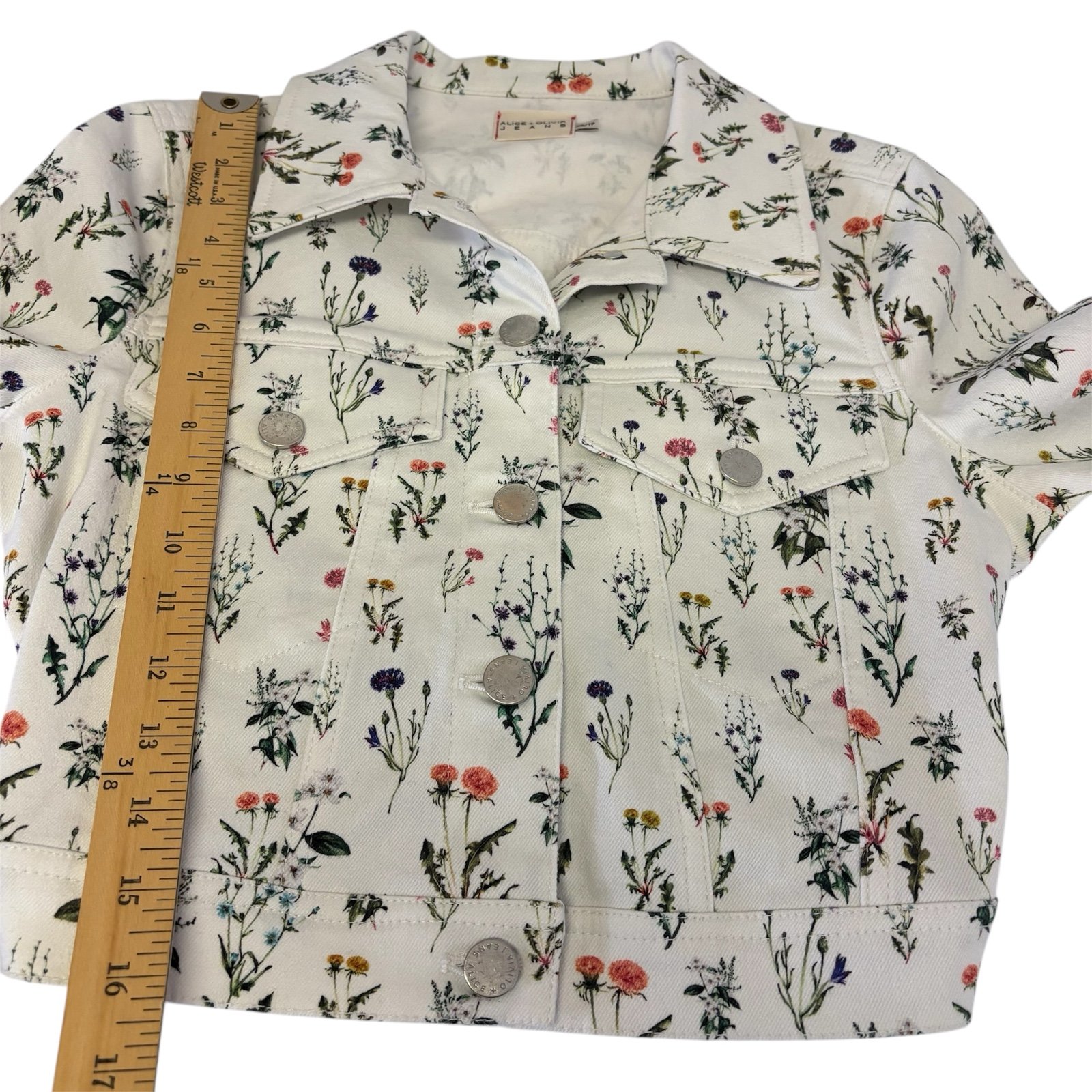 ジャケット ALICE + OLIVIA Nelson Flower Denim Jacket (Georgia Floral) Alice + Olivia Nelson Georgia Floral Cropped Denim Jacket