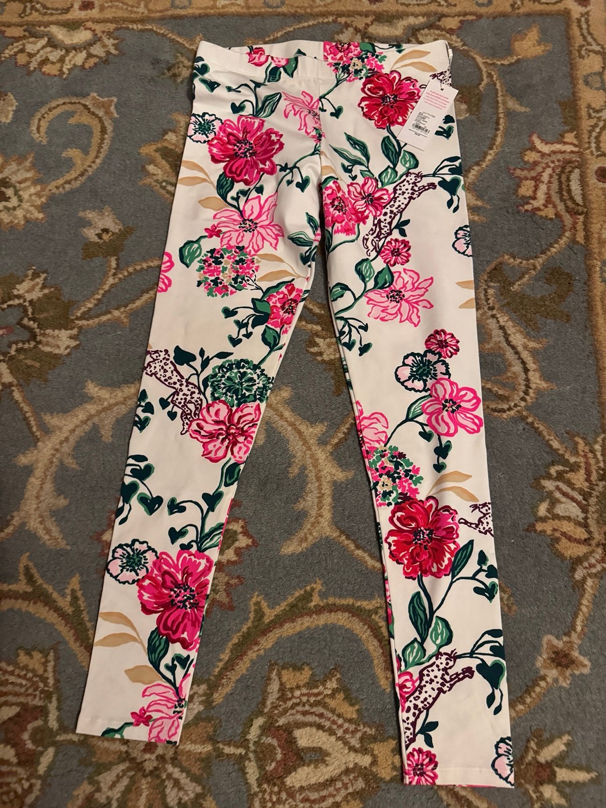 NWT Girl’s XL Lilly Pulitzer Luxletic Maia leggings in coconut safari sanctuary