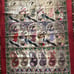 India Gold Metal Thread Tapestry -Elephants Peacocks Green Parrots Sitar Dancers