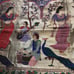 India Gold Metal Thread Tapestry -Elephants Peacocks Green Parrots Sitar Dancers