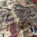 India Gold Metal Thread Tapestry -Elephants Peacocks Green Parrots Sitar Dancers