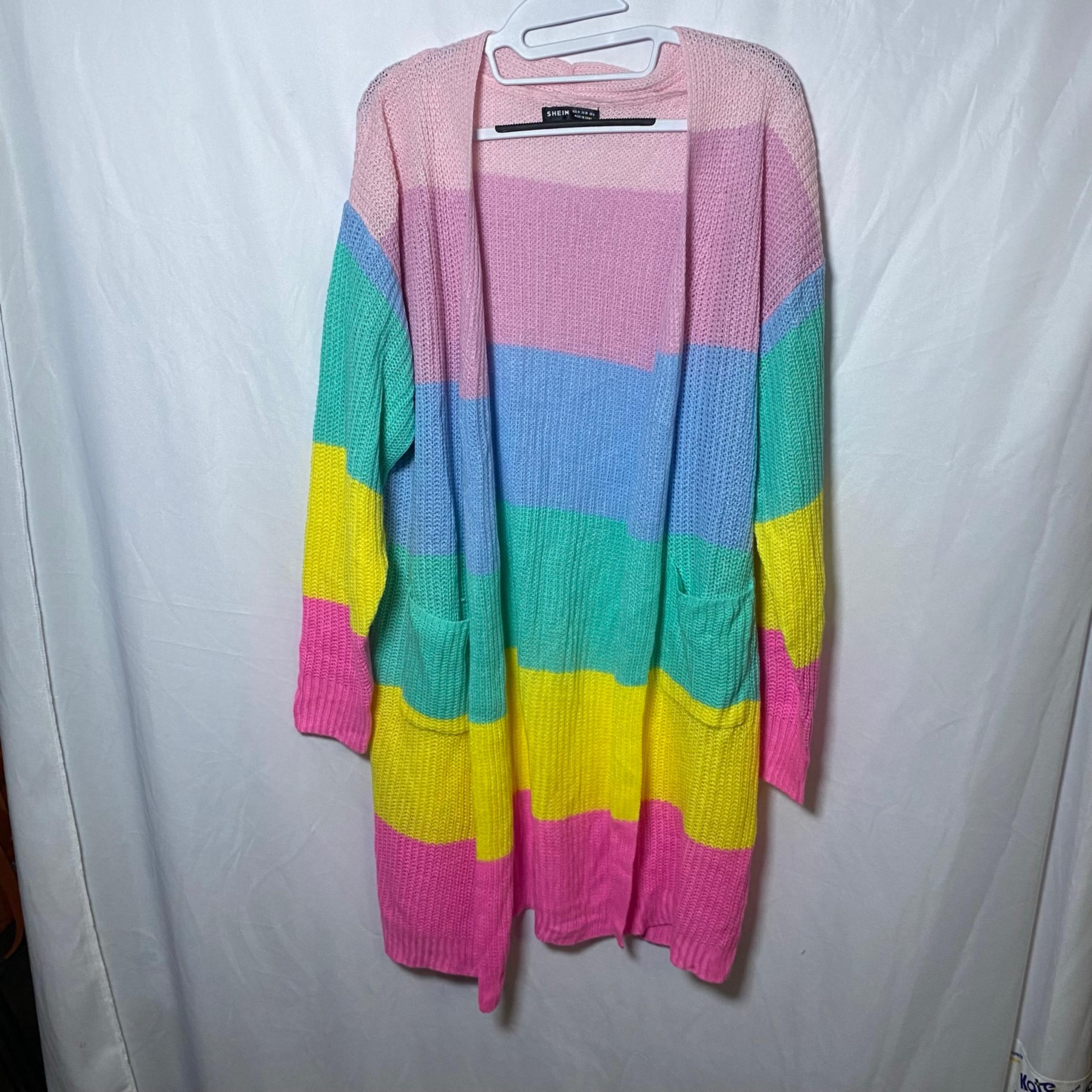 SHEIN Rainbow Viral Cardigan blouse top