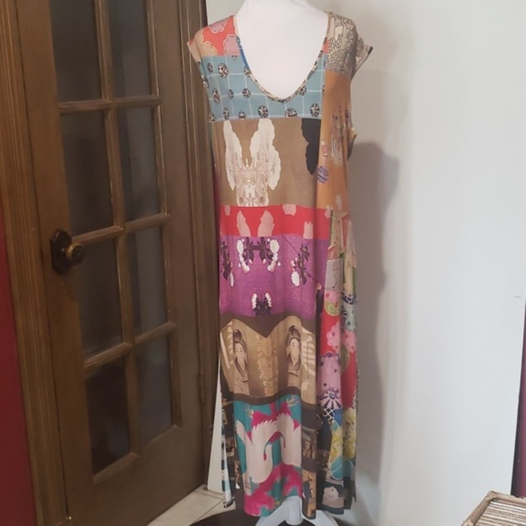 JOHNNY WAS LARGE TOKYO HIGH SLIT DRESS NWT