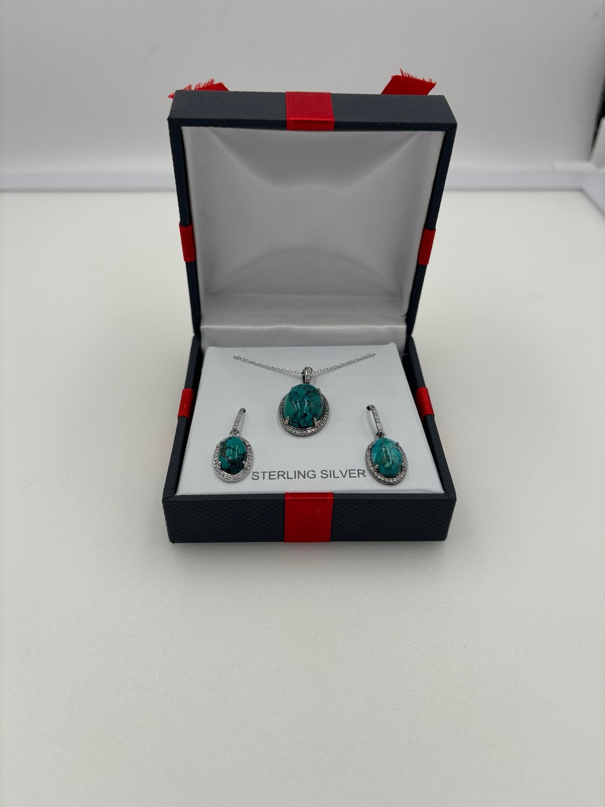 Enhanced Green Turquoise Sterling Silver 2-pc. Jewelry Set