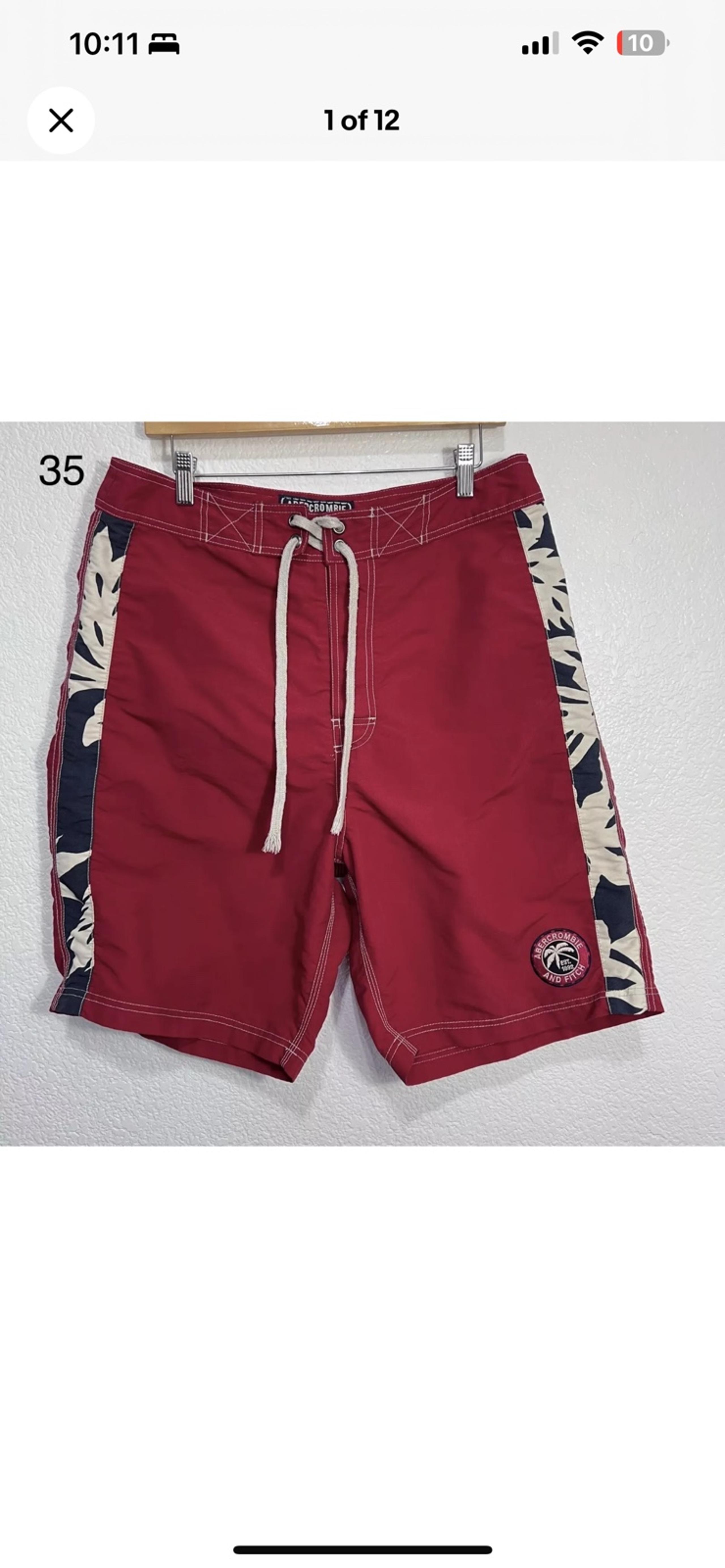 Abercrombie Red Floral men Board Shorts Sz M-34 Y2K Swim