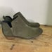 BP. Green leather suede ankle booties. Slip on round toe Chelsea boots