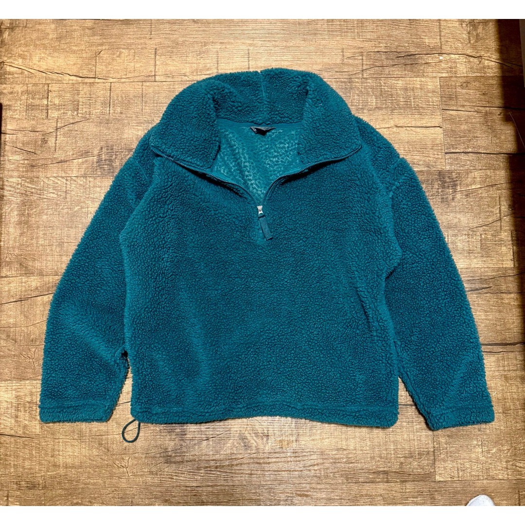 Eddie Bauer Teal blue green We Wander 1/4 Sherpa zip