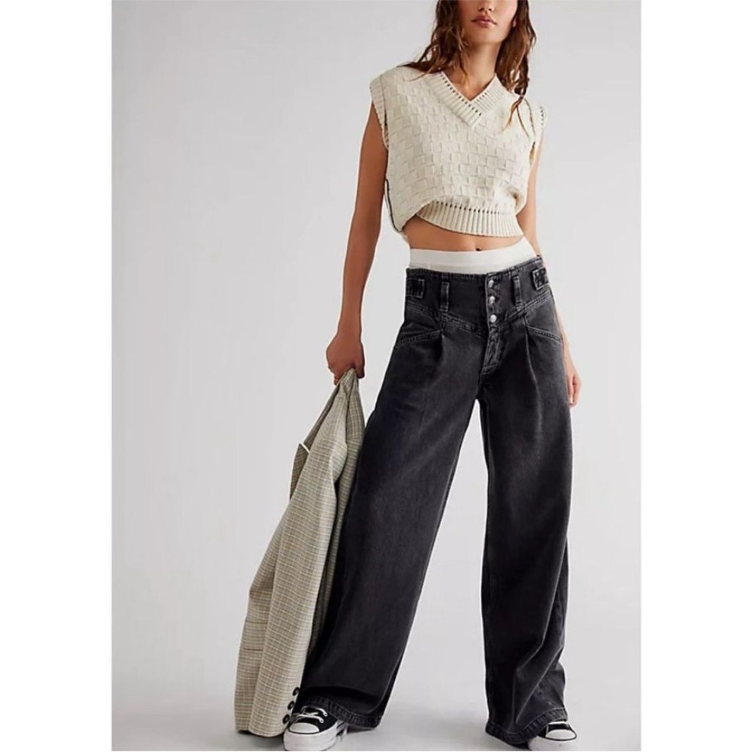 NWT We The Free FP Care Super Sweeper Wide Leg Jeans