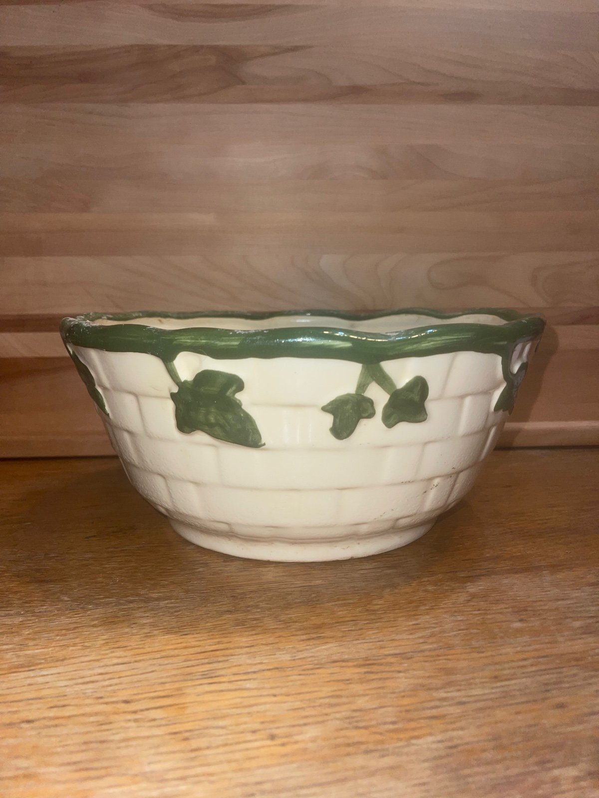 Vintage Antique 1920’s Roseville Ceramics Pottery Bowl Ivy 11” Basket Weave