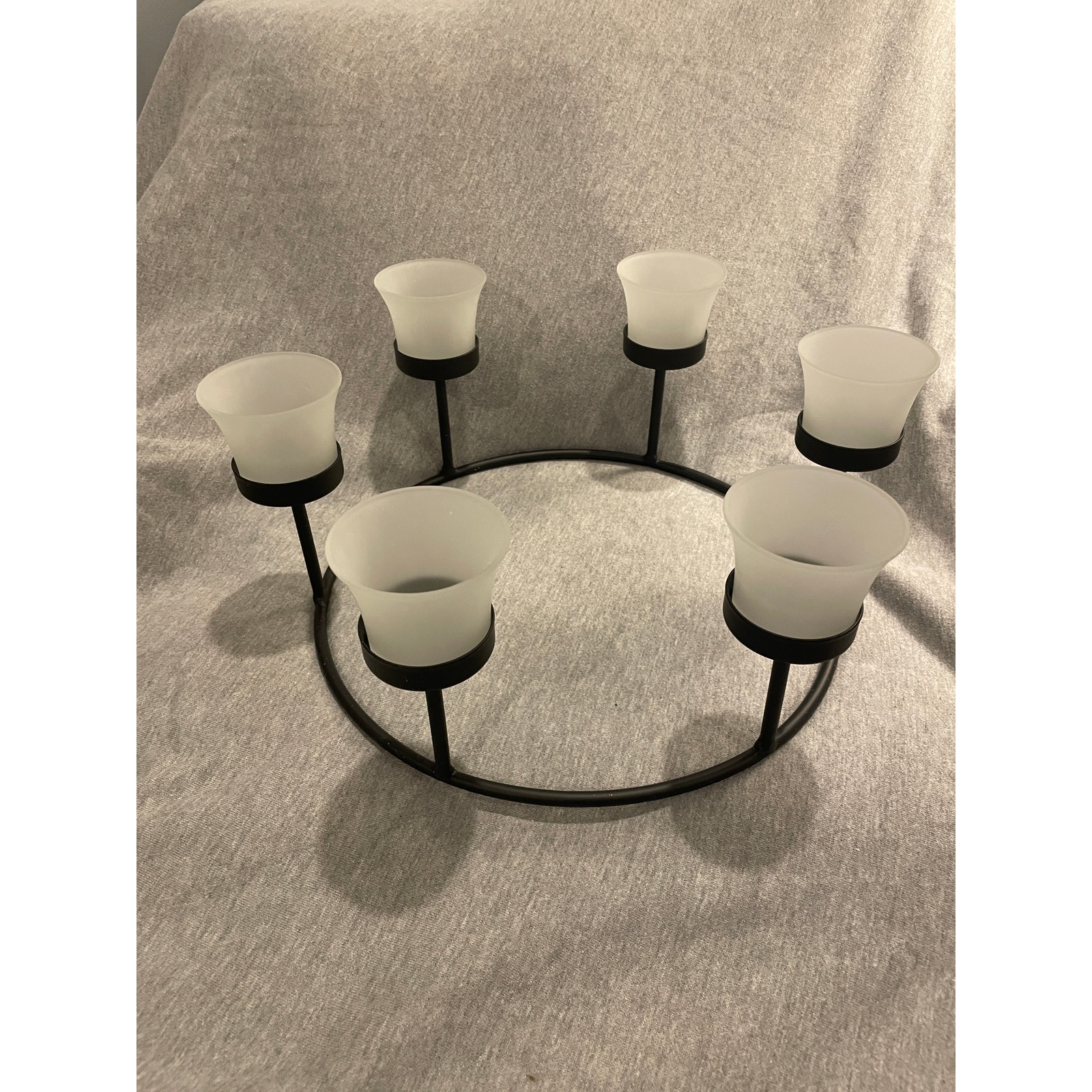 Rustic Metl Glass Candle Holder Centerpiece w/6 Votive Holders