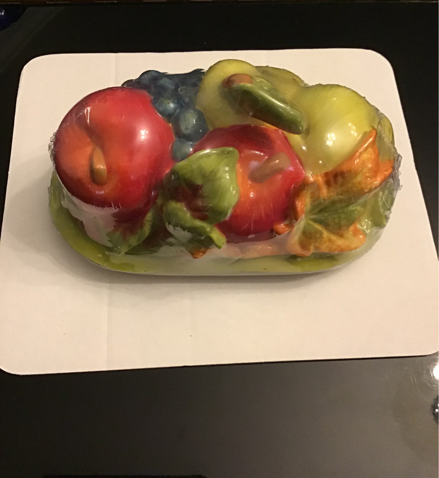 Painted fruit butter dish