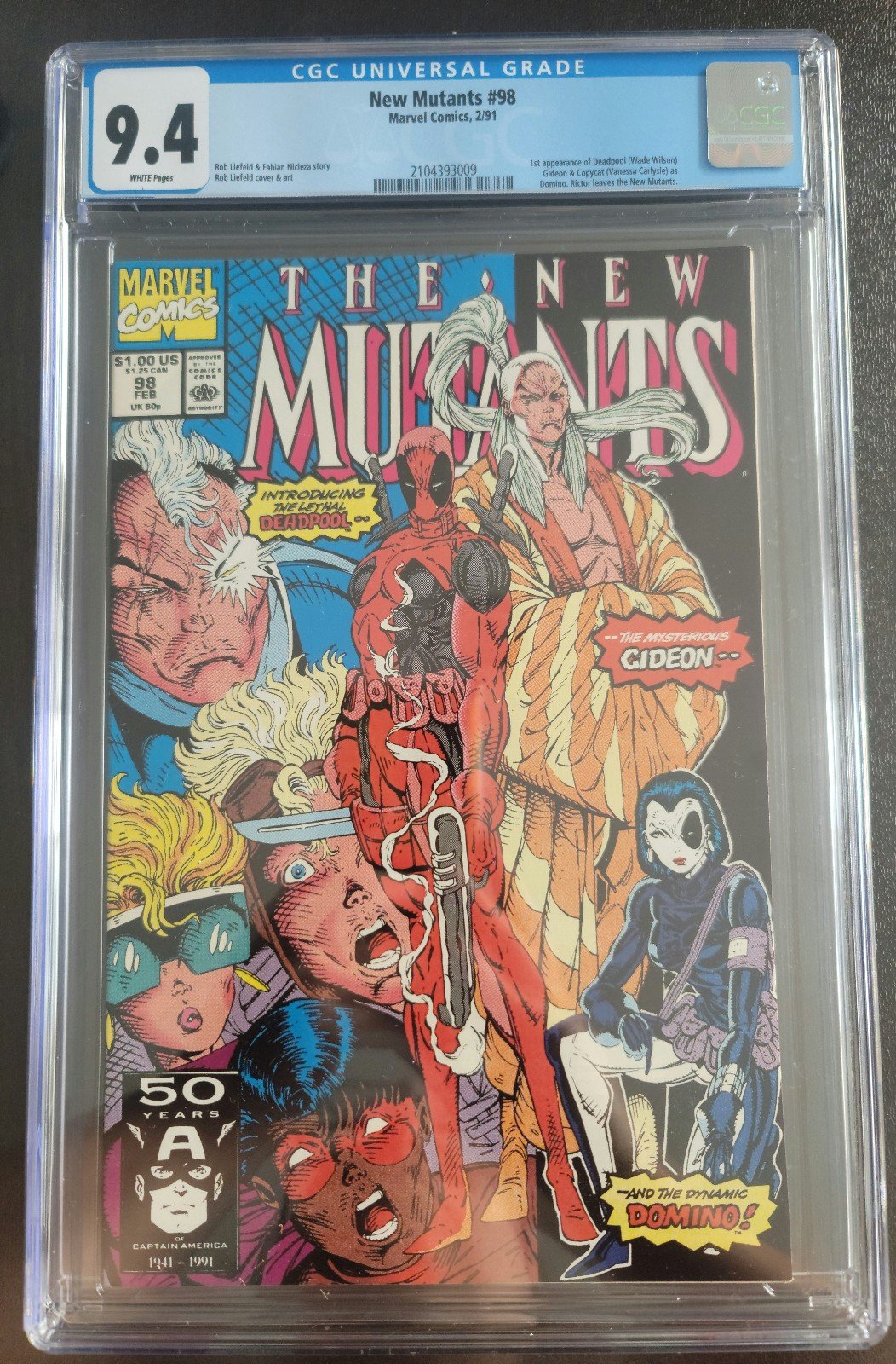 NEW MUTANTS #98 1991 Marvel CGC 9.4 White Pages 1ST Appearance DEADPOOL GIDEON
