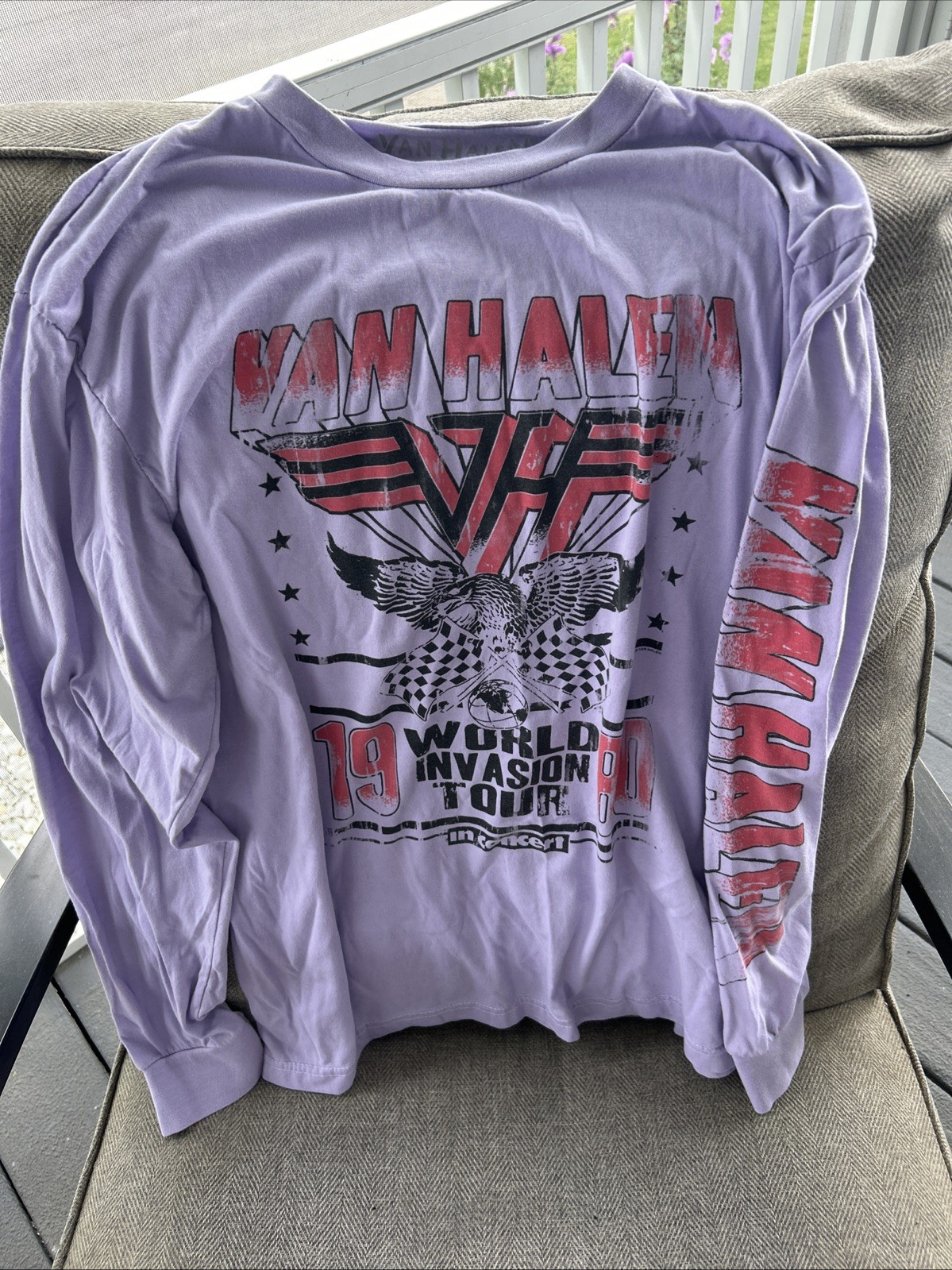Retro VAN HALEN 1980 Concert Tour XL Long Sleeve Shirt DAVID ALEX EDDIE MICHAEL