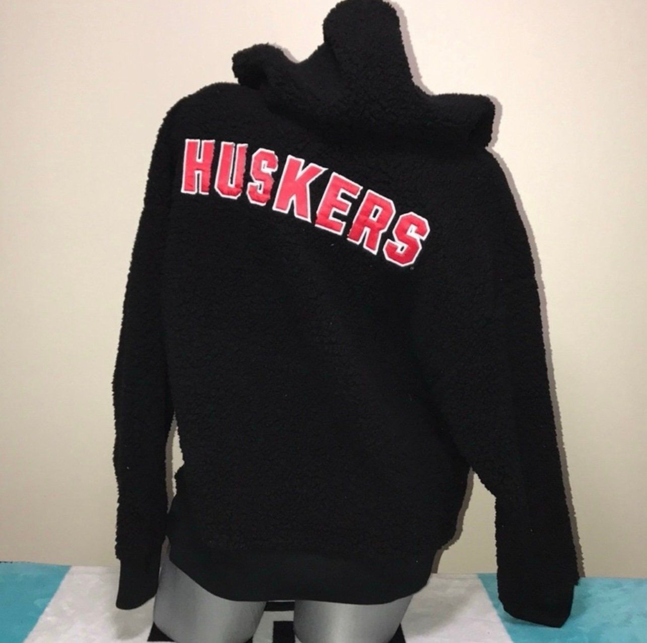 Victoria’s Secret Pink College Sherpa Full Zip Hoodie Cozy Fleece Jacket Sz L