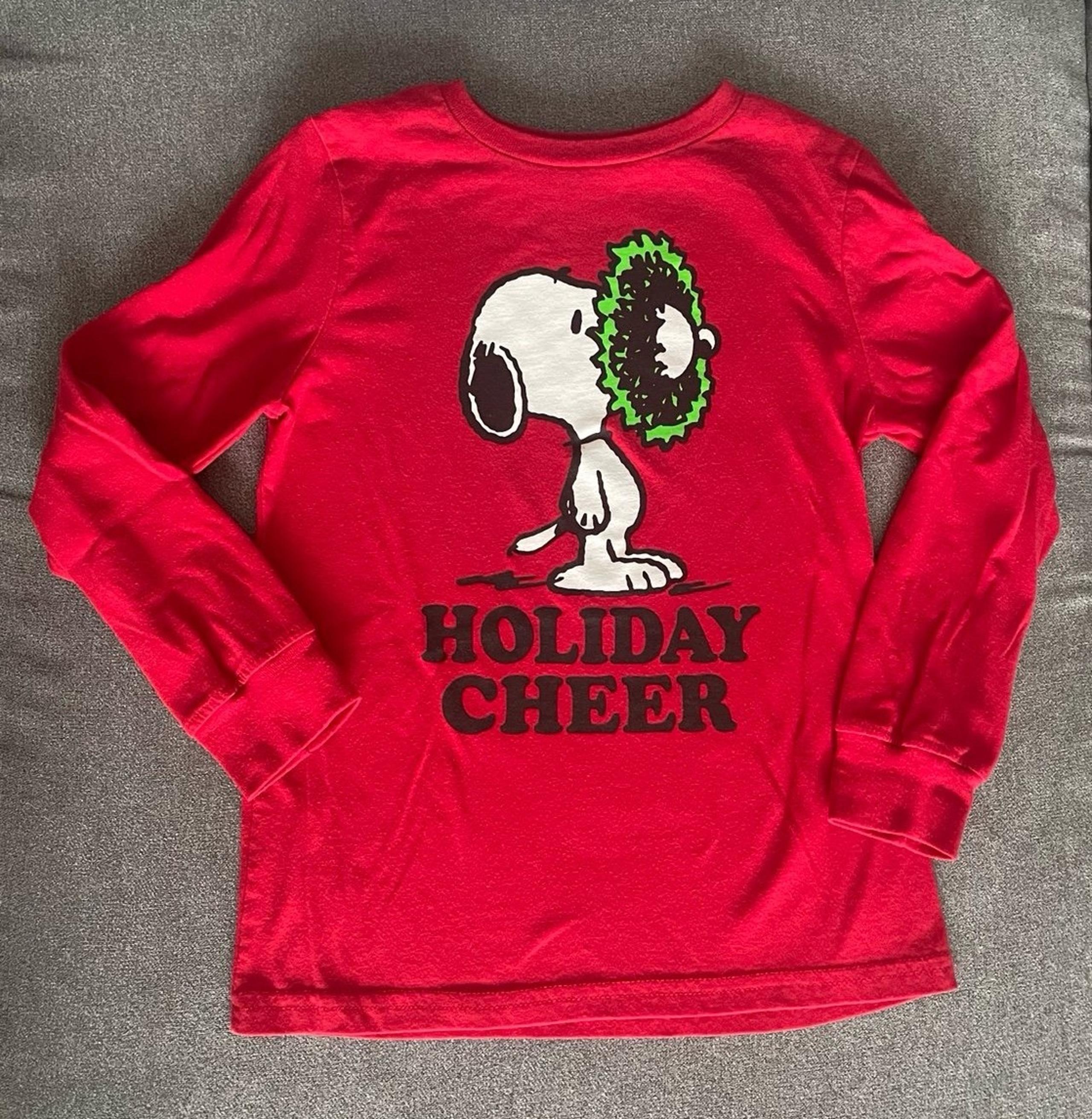 Peanuts Snoopy Holiday Cheer Long Sleeve T-shirt Kids Small Christmas