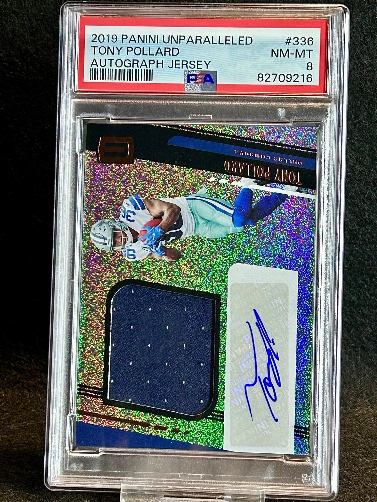 2019 tony pollard Auto Jersey Rookie PSA 8
