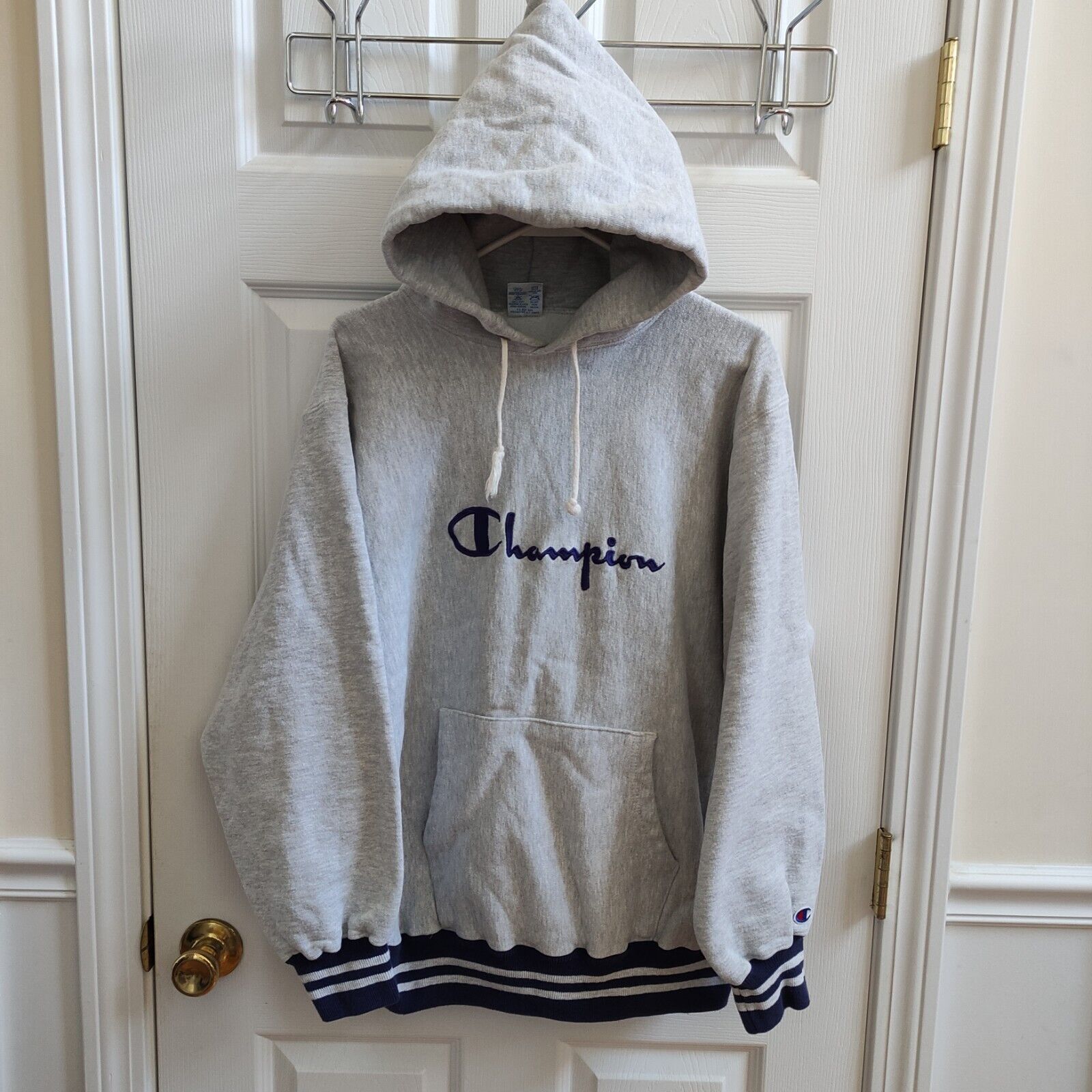 Vintage Champion Reverse Weave Ringer Hoodie Men's XL Made In USA