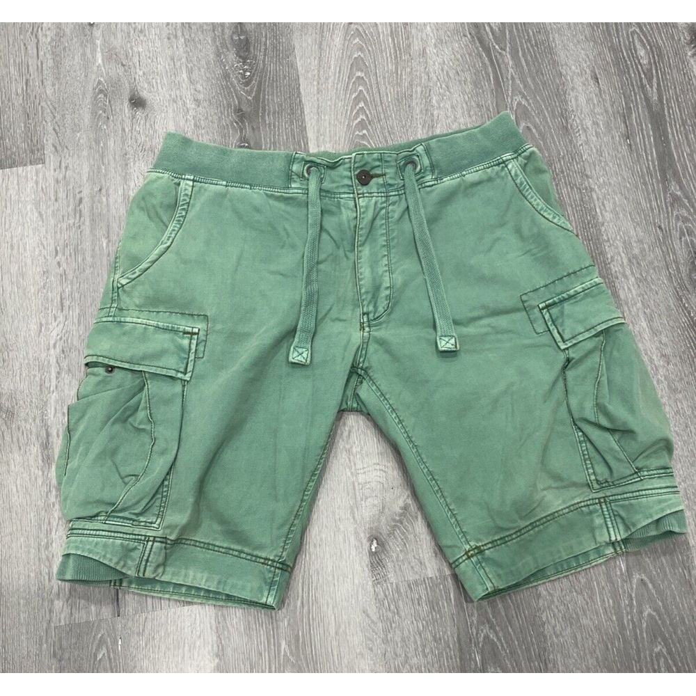 Jetlag Shorts Blue Green Cargo Distressed Drawstring Heavyweight Vintage Size 40