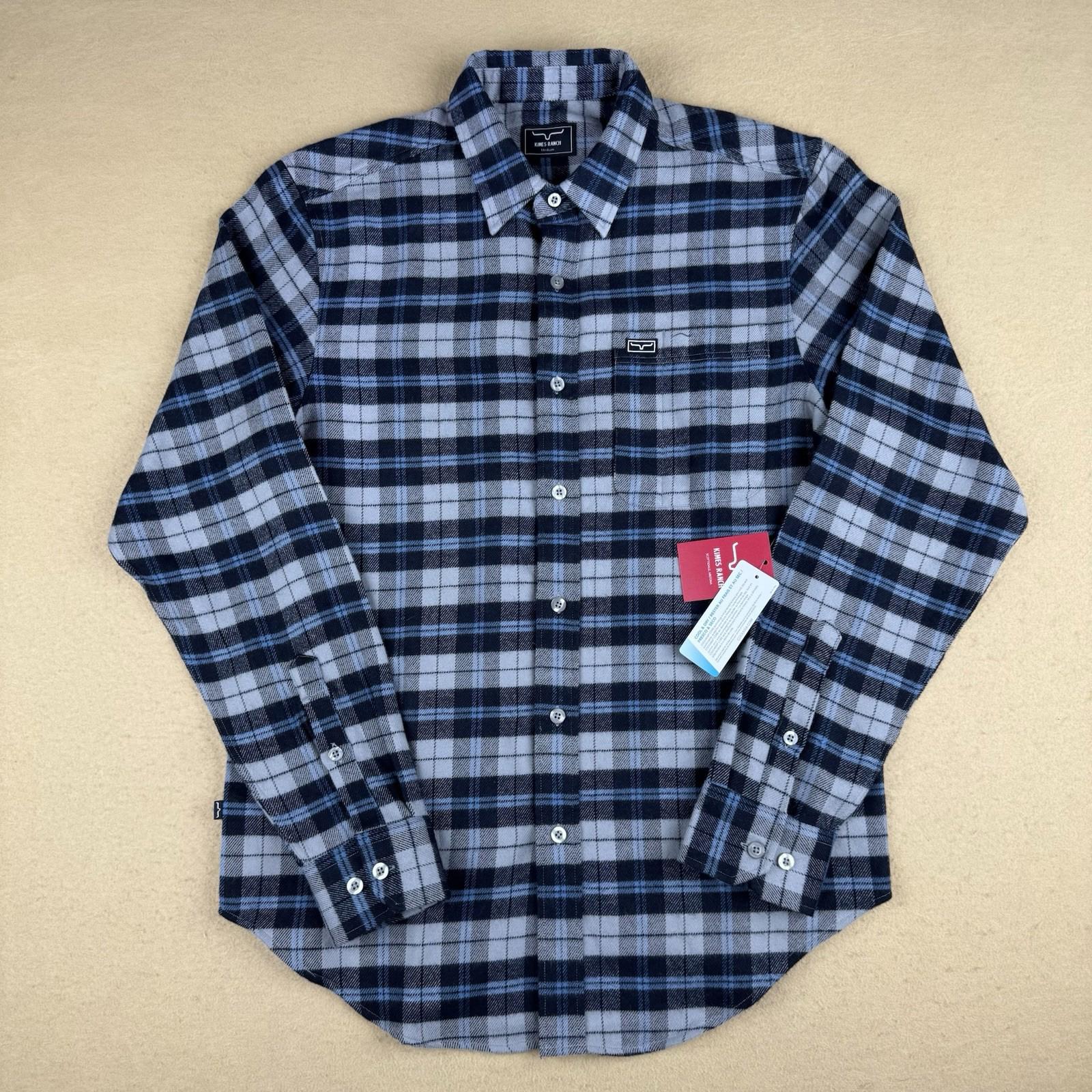 NWT Kimes Ranch Plaid Flannel Shirt Mens MEDIUM Cool Max Twin Peaks Blue Western