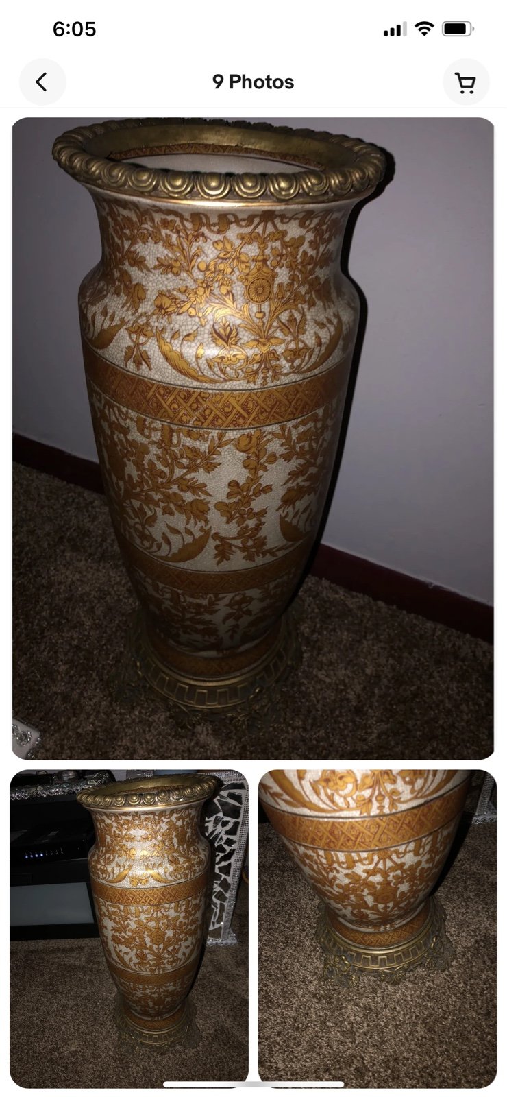 Vantage 22 italian imari vase with/ bronze