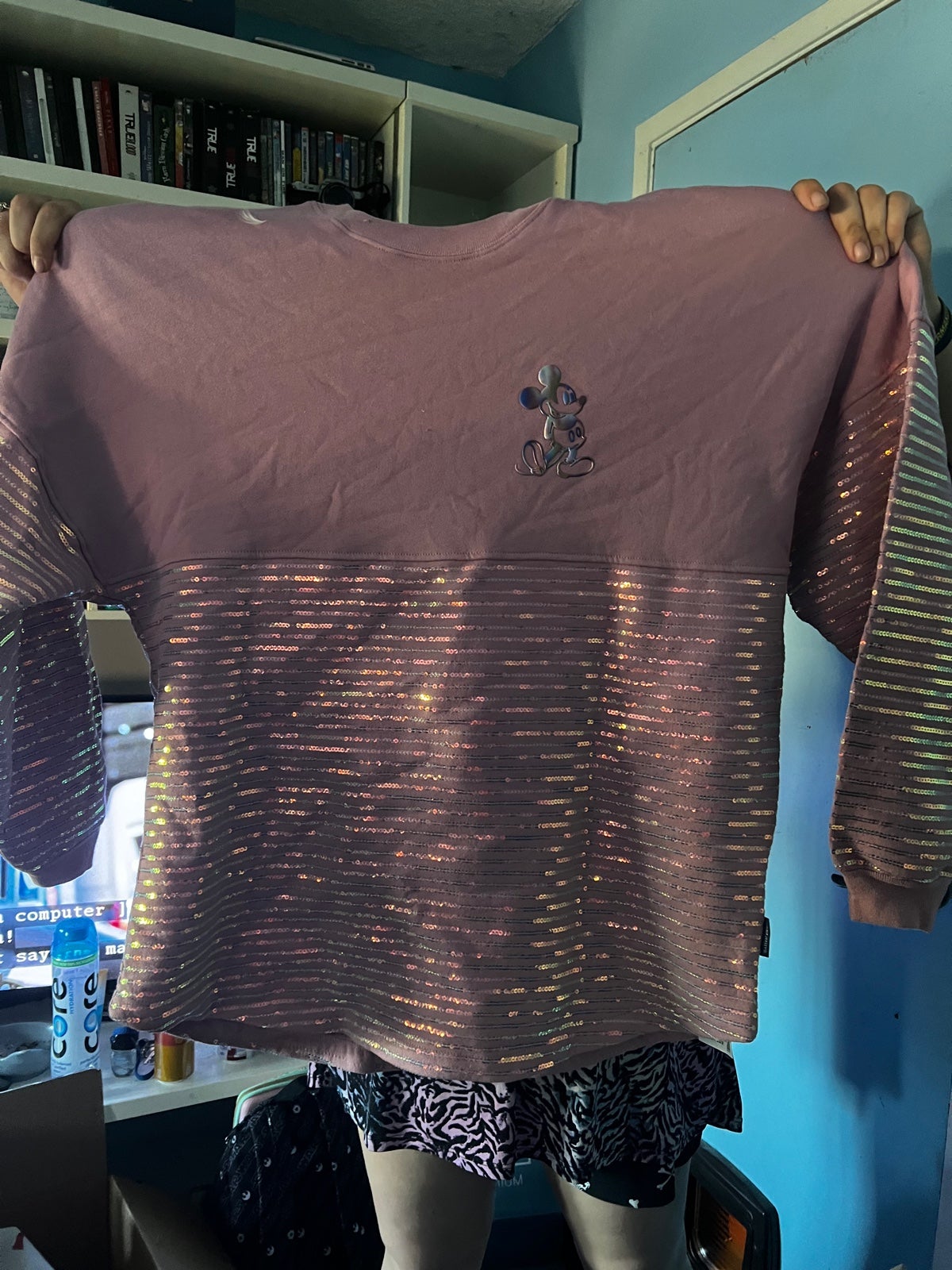 Special edition Disney spirit jersey sweatshirt pink with sequins