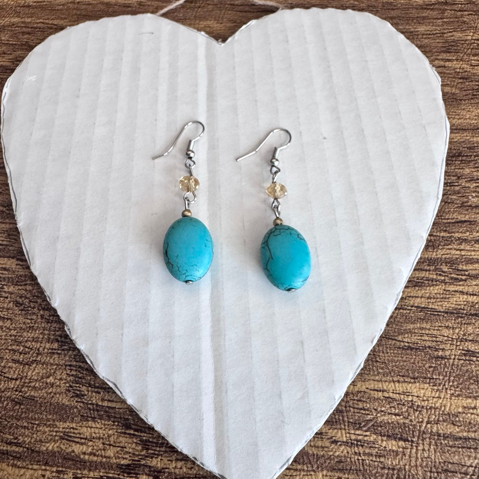 Genuine Turquoise and Sterling Silver Drop Earrings Boho Indie Festival Navajo