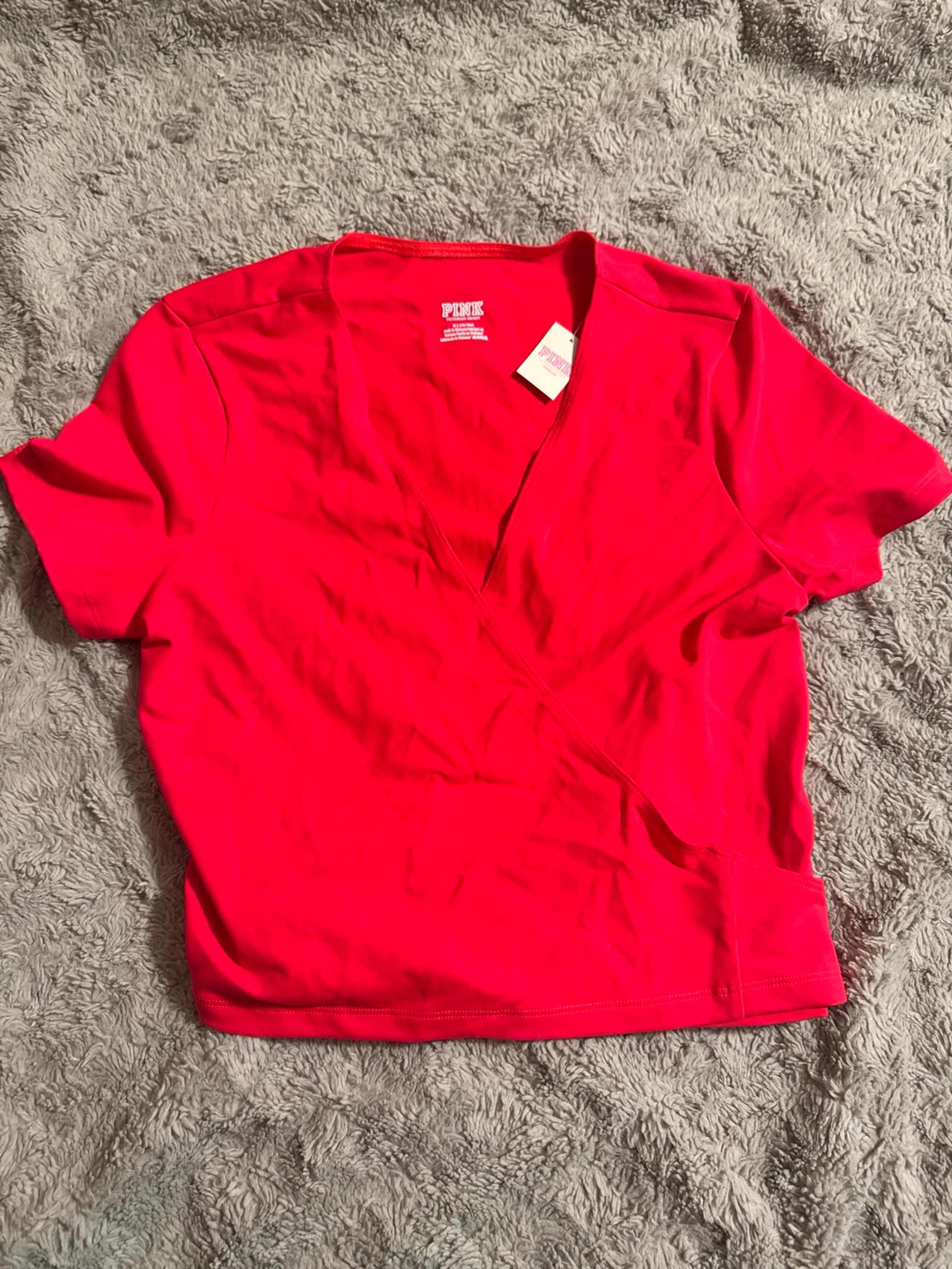 NWT VS Pink Cross Tie Workout Top