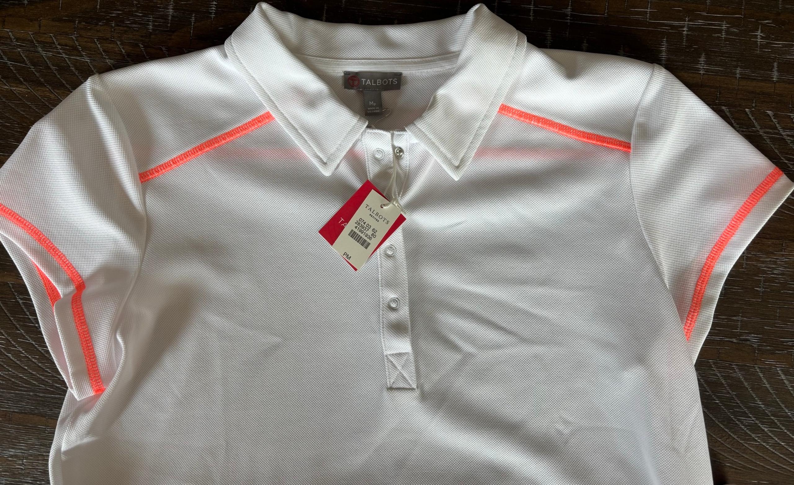 Talbots Womens Size MP Golf Tennis Polo Shirt UPF25 White  Collared