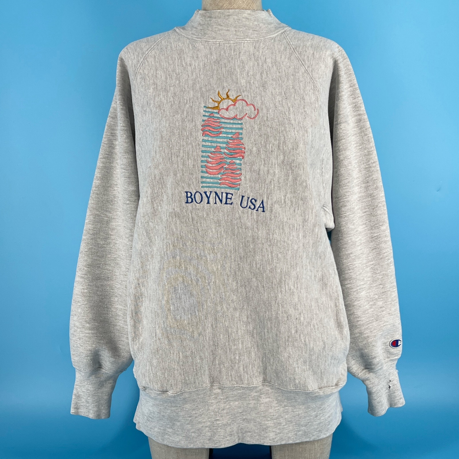 90s Champion mock neck sweatshirt embroidered Boyne USA 1990s vintage
