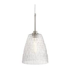 Kichler 1048247 Transitional Clear Glass Cone Mini Pendant Light, Brushed Nickel