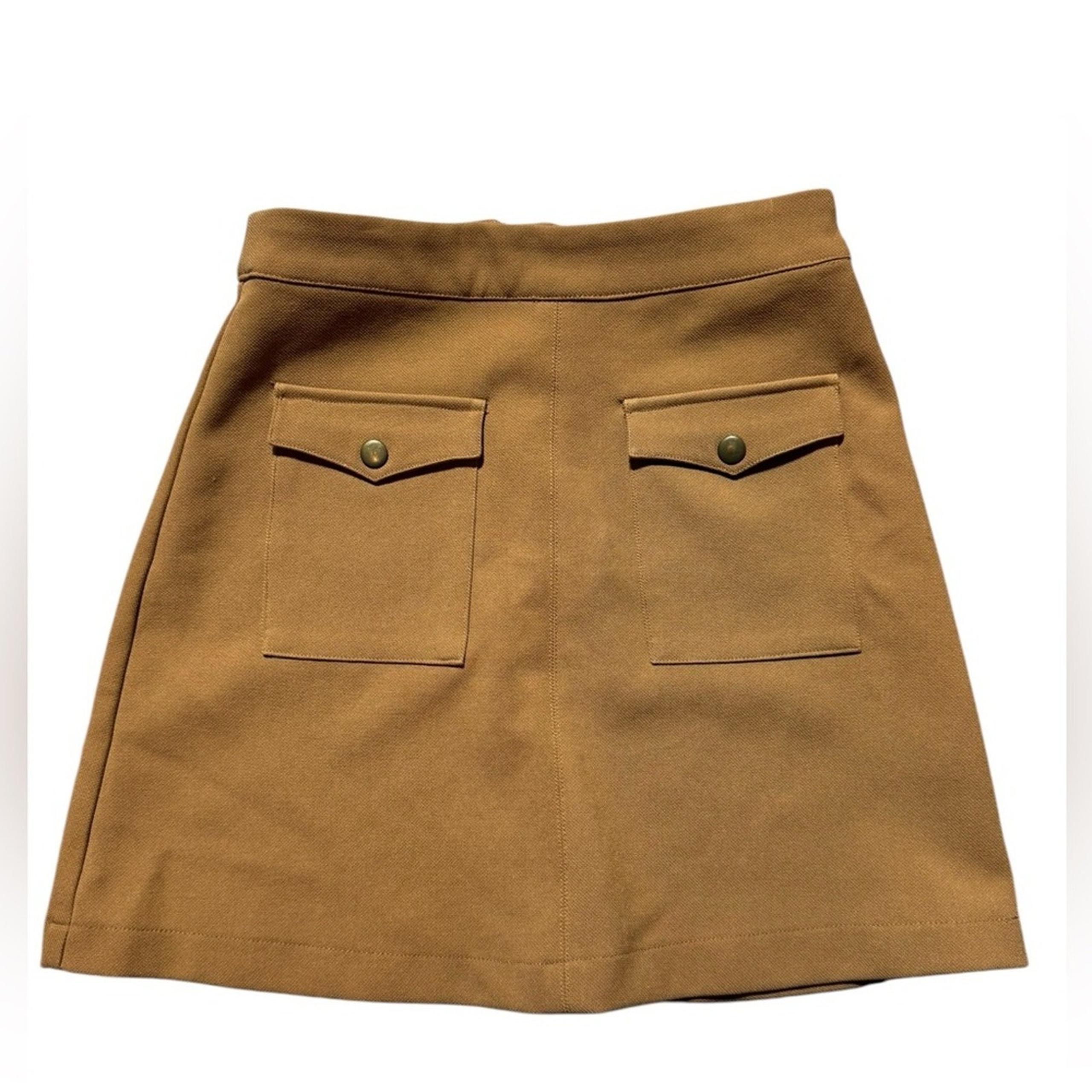 H&M Divided Tan Mini Skirt Size 4 High-Waisted Utility Style with Pocket Details