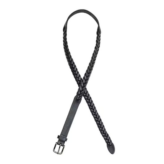 Patricia Nash Evania Woven Leather Belt, Size: L, Color: Black