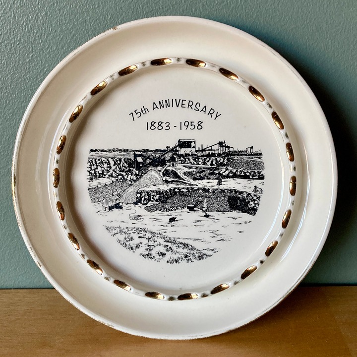 Vintage Harkerware Pottery Ashtray Anniversary 1883-1958 Elmhurst CHICAGO