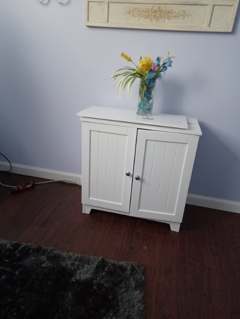 Double Door Floor Cabinet, Full, White
