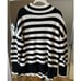 Philosophy: Mock Neck Black and White Color blocked Stripped Sweater