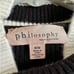 Philosophy: Mock Neck Black and White Color blocked Stripped Sweater