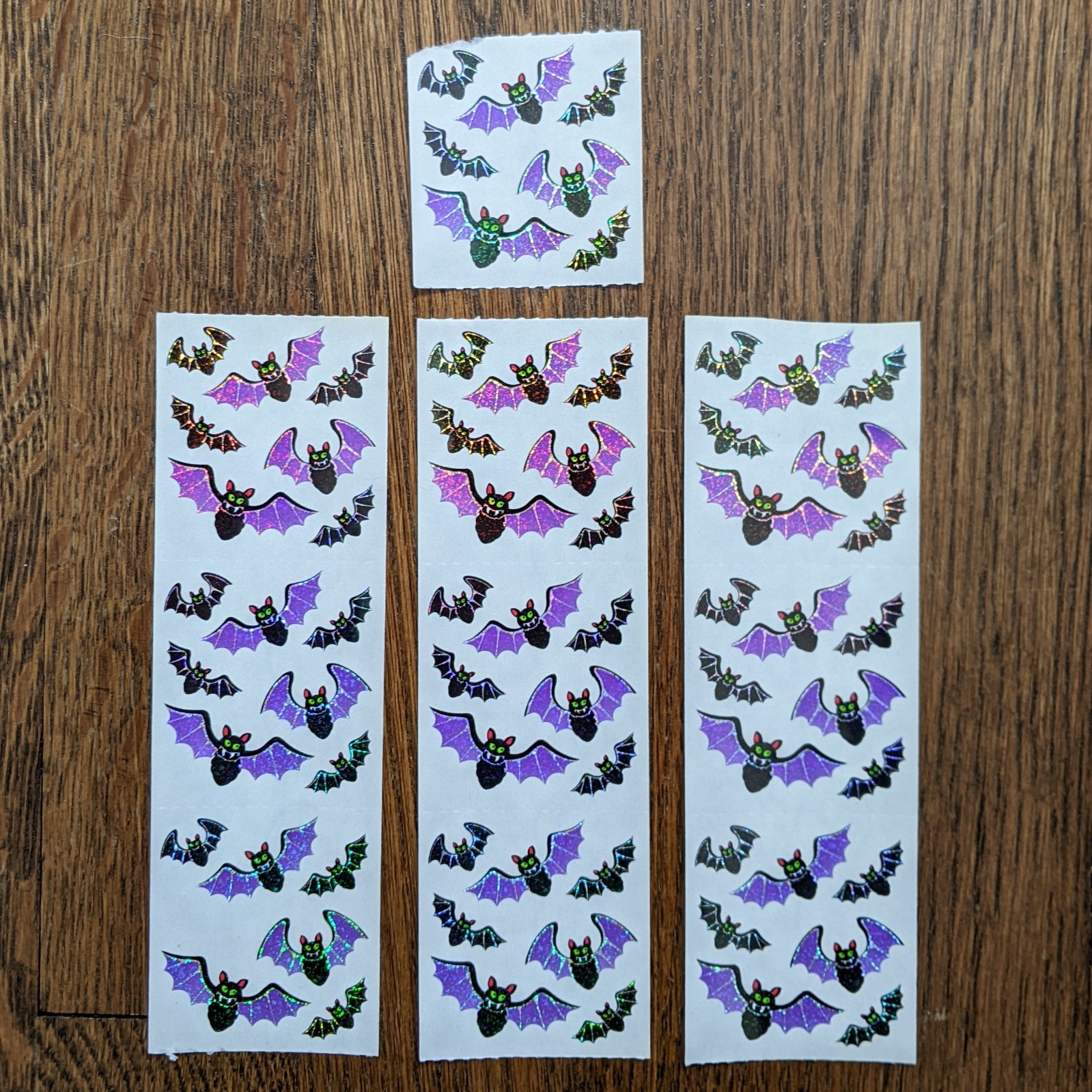 Vintage Sandylion Prismatic Purple & Black Halloween Bats Stickers, 10 Modules