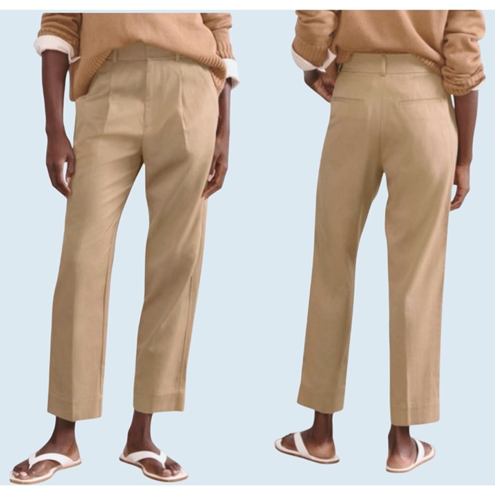 EVERLANE Tan Khaki Tapered High Waisted Relaxed Fit Pants Sz Sm