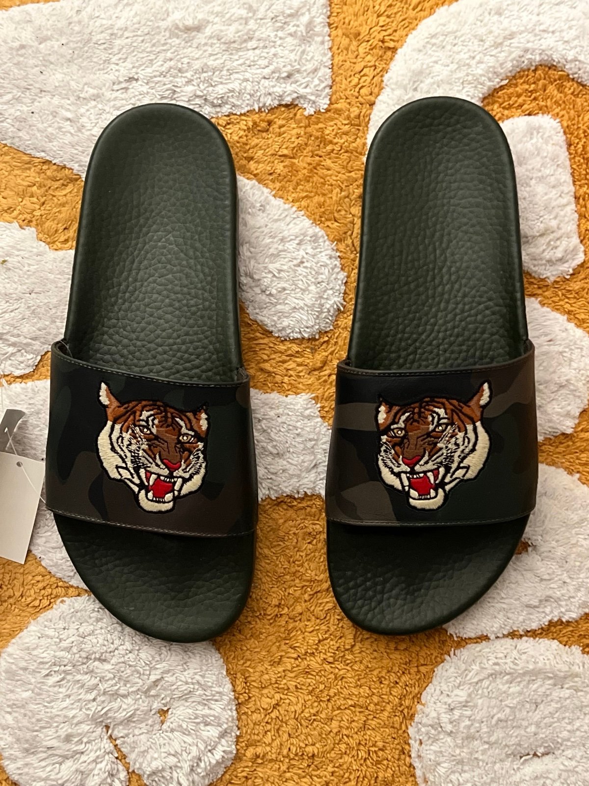 Polo Ralph Lauren Men Cayson TIGER Head Olive Green Slide Sandals US 12