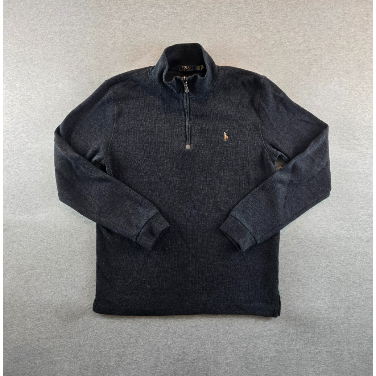 Polo Ralph Lauren Double-Knit Quarter-Zip Men's L Charcoal Gray Pullover 138