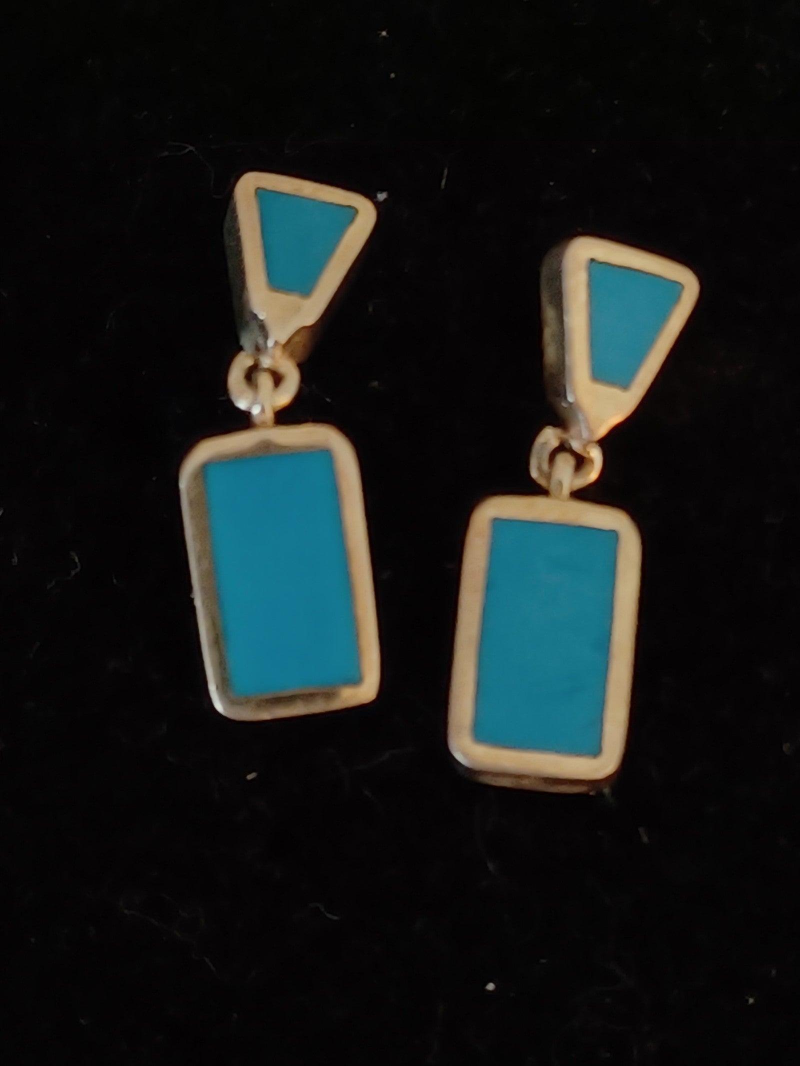 Vtg.Mexico Sterling Silver Turquoise levered earrings