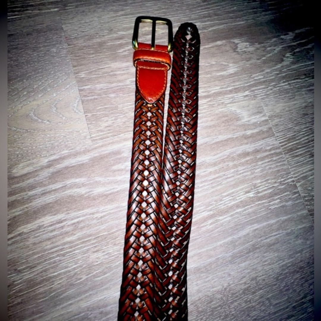 Basket Braided Weaved genuine Leather Belt Brown Belt size 36 Men’s belt